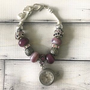 Purple Beaded Bracelet Watch